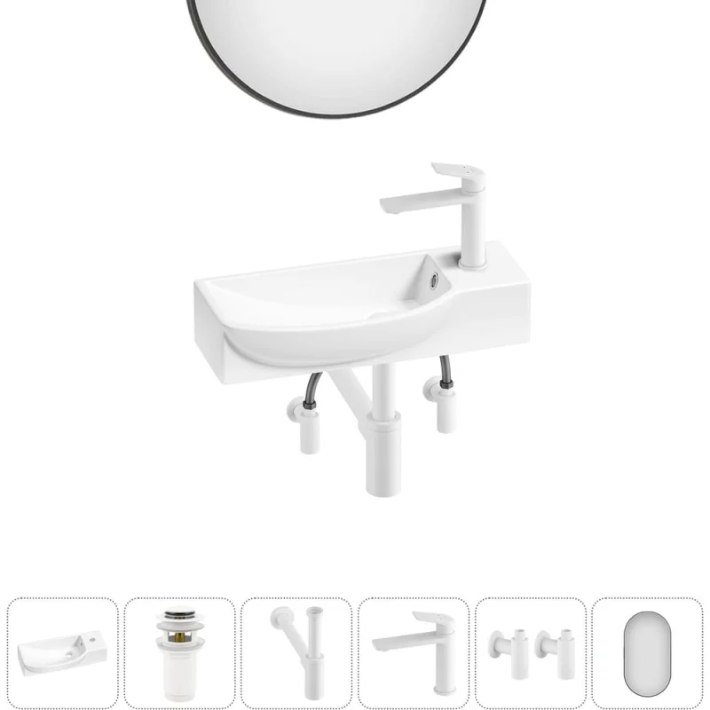 Комплект Wellsee 6 в 1 Lavinia Boho Bathroom Sink накладная/подвесная раковина 50x24 см 20219670R