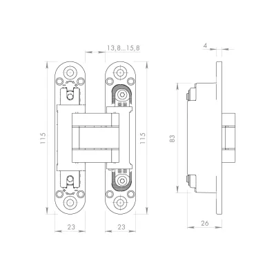 Петля скрытой установки ARMADILLO U3D3000.VPG FSG флор. золото TECH, 2 шт. 49215