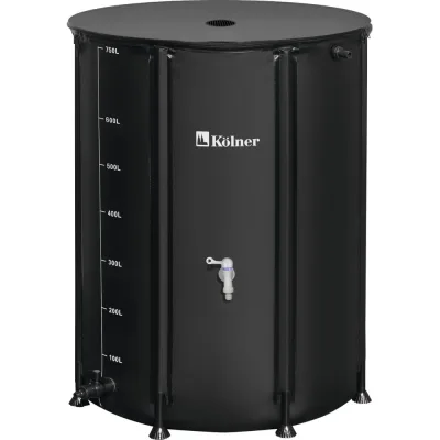 Бочка для воды Kolner KWB 750B 750 л, с краном и крышкой, ПВХ, черная, УФ-защита 8091100350