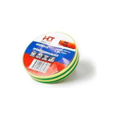 Изолента HLT ПВХ 0,13x15мм 20м, упаковка 10 шт. желто-зеленая 084-16-007