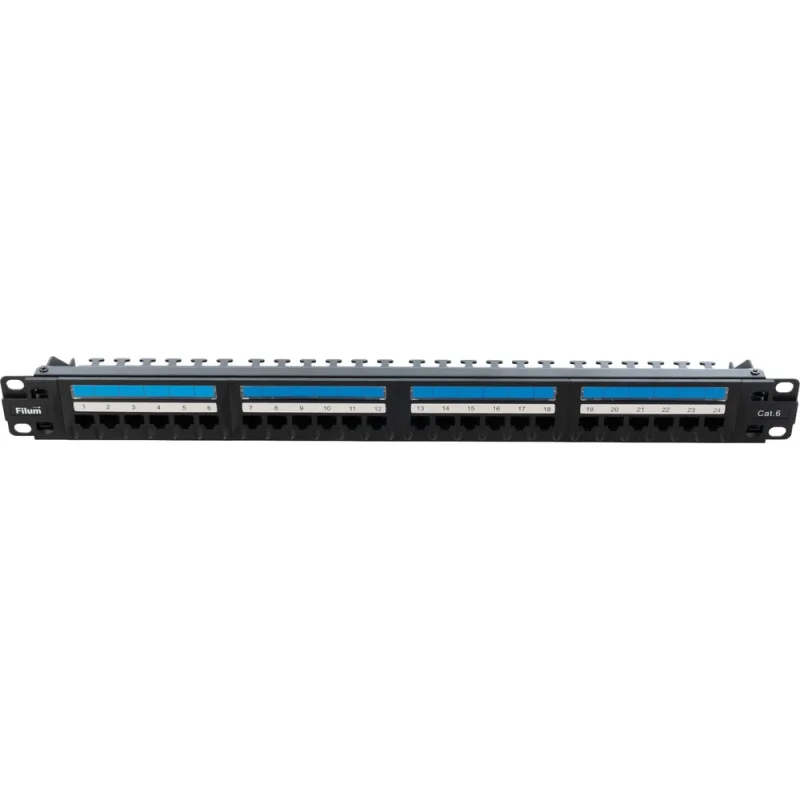 Патч-панель Filum FL-PP-6C24U1 19", 1U, Cat 6, 24 порта RJ45 (8p8c), неэкранированная, Dual IDC (110/KRONE), 00-01209893
