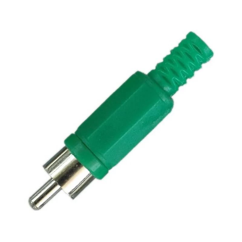 Разъем RCA штекер Pro Legend пластик на кабель, зеленый, PL2148