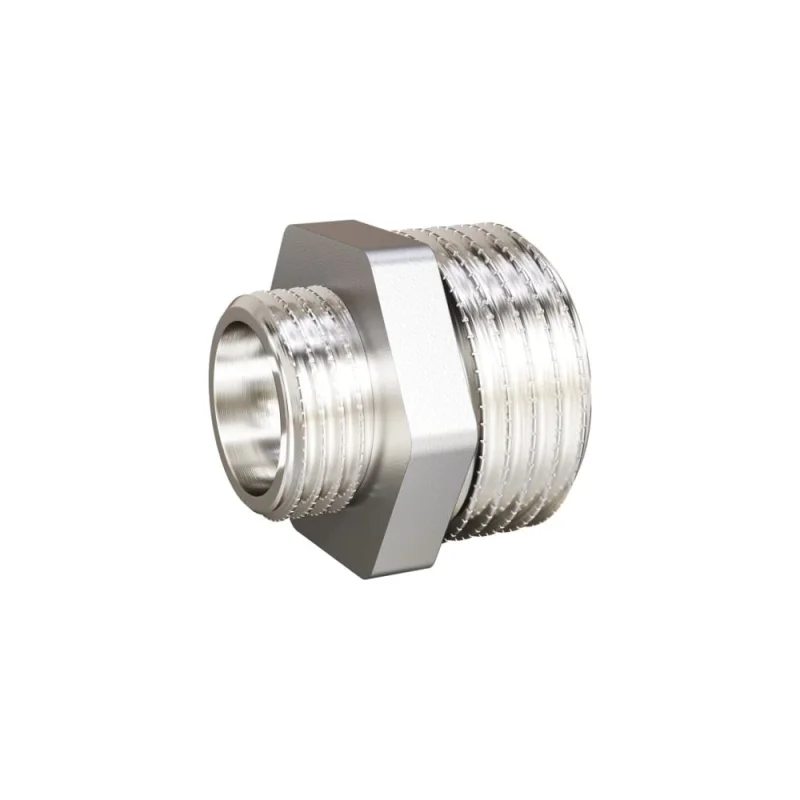 Ниппель переходной LD PRIDE DN25х15 (1"НР х 1/2"НР) латунь никель с биркой LD.67.513.25х15