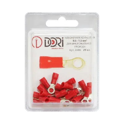 Наконечник кольцевой изолированный DORI (НКИ) 0,5-1,5мм2, d=4мм, 25шт 2690