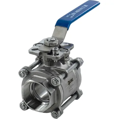 Кран шаровый муфтовый под привод NEWKEY нержавеющий (3PC), AISI316 DN50 (2"), (CF8M), PN40 NK-BMTp50/6