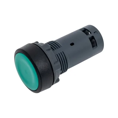 Кнопка Systeme Electric SB7 моноблочная, 22мм, зеленая, с возвратом, пластик, 1НО, IP65 SB7NA31