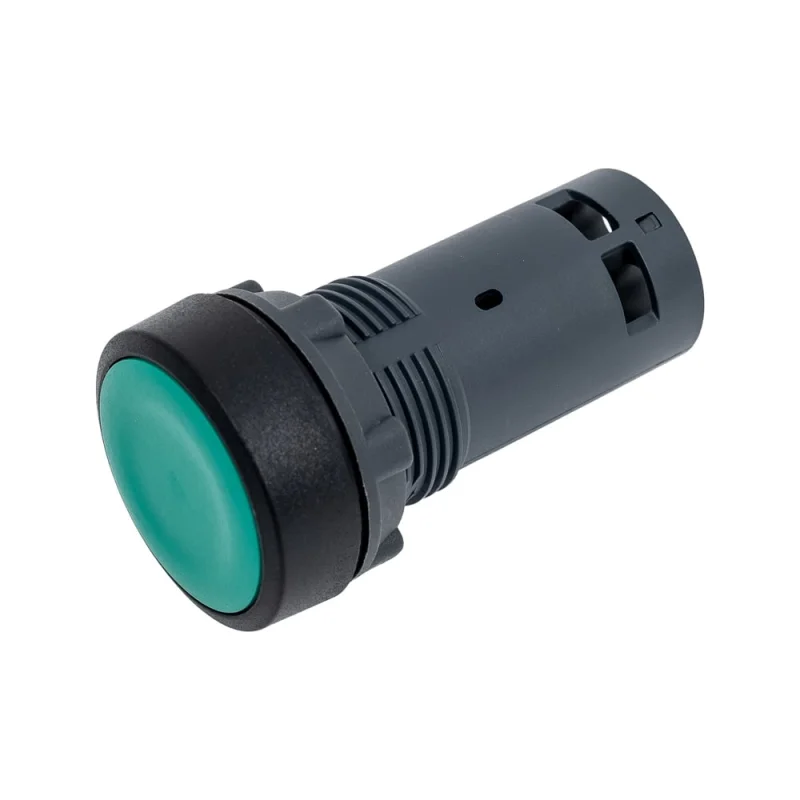 Кнопка Systeme Electric SB7 моноблочная, 22мм, зеленая, с возвратом, пластик, 1НО, IP65 SB7NA31