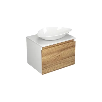 Тумба с раковиной и выпуском Bauedge (тумба Bau Dream Blackwood 60, умывальник BAU Triangle 59x39, выпуск клик клак, черный) BD1547