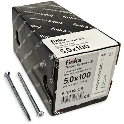 Шурупы конструкционные Finka Timber Screws CS 5,0x100 TX25 (Голубой цинк, потай, 200шт) FF05100CS