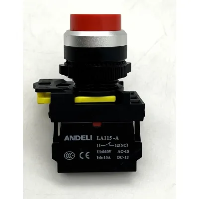 Кнопка ANDELI LA115-A5-01GN/4 красный 1НЗ AC220V ADL10-258