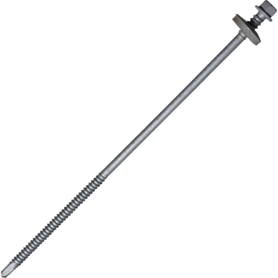 Саморез для сэндвич-панелей HARDWEX ТМ HWX5-P10-6.3/5.5x240 мм, св.№3, RUSPERT, RAL 9006, 50 шт. 5190024092862