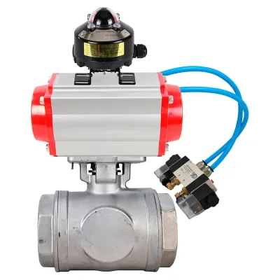 Кран шаровой DN.ru 316-316-PTFE-SP-T-ISO-H WDVF Ду25 Ру63, Т-тип, с пн.прив. DA-065, пн.распр. PND1-T08-220VAC, БКВ LSB-510 D160-88120