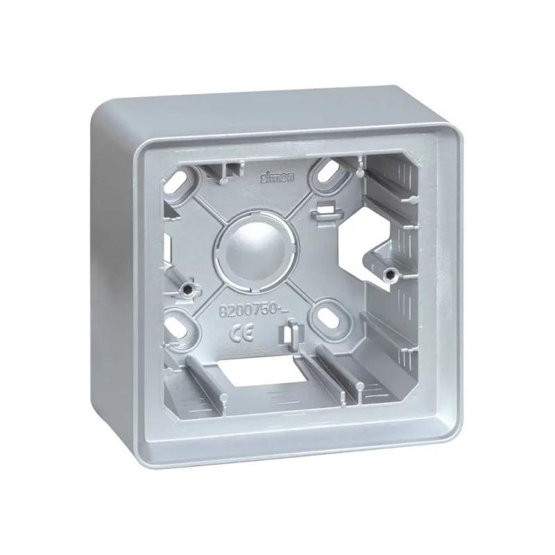 Монтажная коробка для накладного монтажа Simon, 1 пост, S82 Detail, алюминий 8200750-093