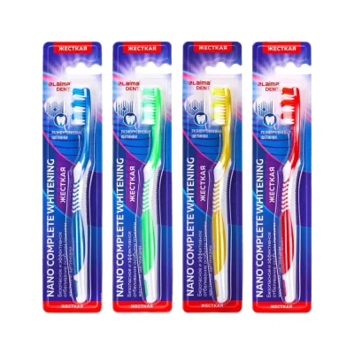 Зубная щетка жесткая LAIMA DENT Nano Complete WHITENING, безопасное отбеливание, 12 шт., 609317