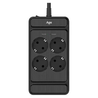 Сетевой фильтр AGNI плоский, 4 розетки, 3 метра TP-FS4E-3m-black