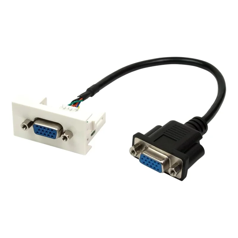 Вставка LANMASTER Mosaic 22.5x45, с адаптером VGA D-SUB HDB-15 мама, со шнуром 3 м LAN-WA-LP-VGA-FF-3.0
