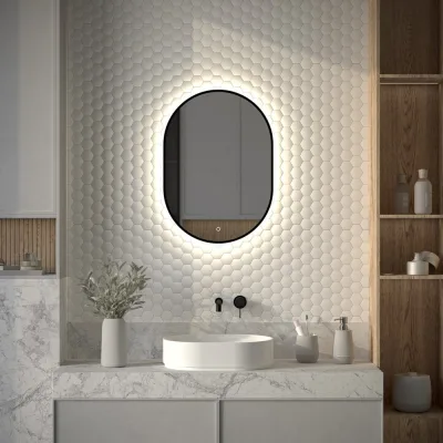 Зеркало с окантовкой и LED-подсветкой DEFESTO 19W, 50x70 см, Сенсорный выключатель, Нейтральный белый свет AURA DF 2923S