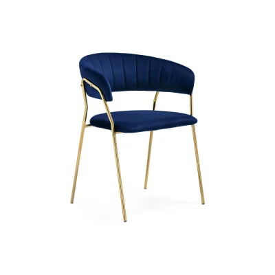 Стул на металлокаркасе Woodville kamelia 1 dark blue / gold 15715