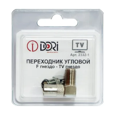 Переходник DORI F гнездо - TV гнездо металл угловой 2332-1