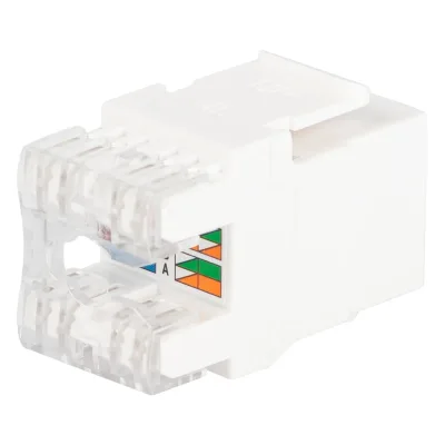 Коннектор RJ45 CAT6 UTP Keystone, цвет белый ЭРА Люки ОФИС 18800201 Б0063290