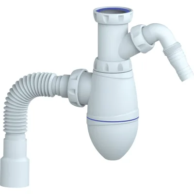 M520V Сифон для тюльпана, умывальника без выпуска 1 1/4" (Ø 32) отвод для стиральной машины гибкий Unicorn М520V