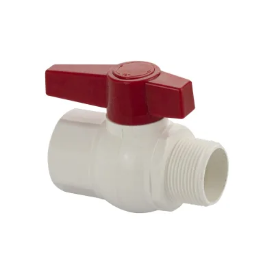 Кран шаровый Санакс 1 1/4" г/ш, резьбовой, ручка-рычаг, серия МАК, из ПВХ (PVC-U) пластика, цвет БЕЛЫЙ. 496