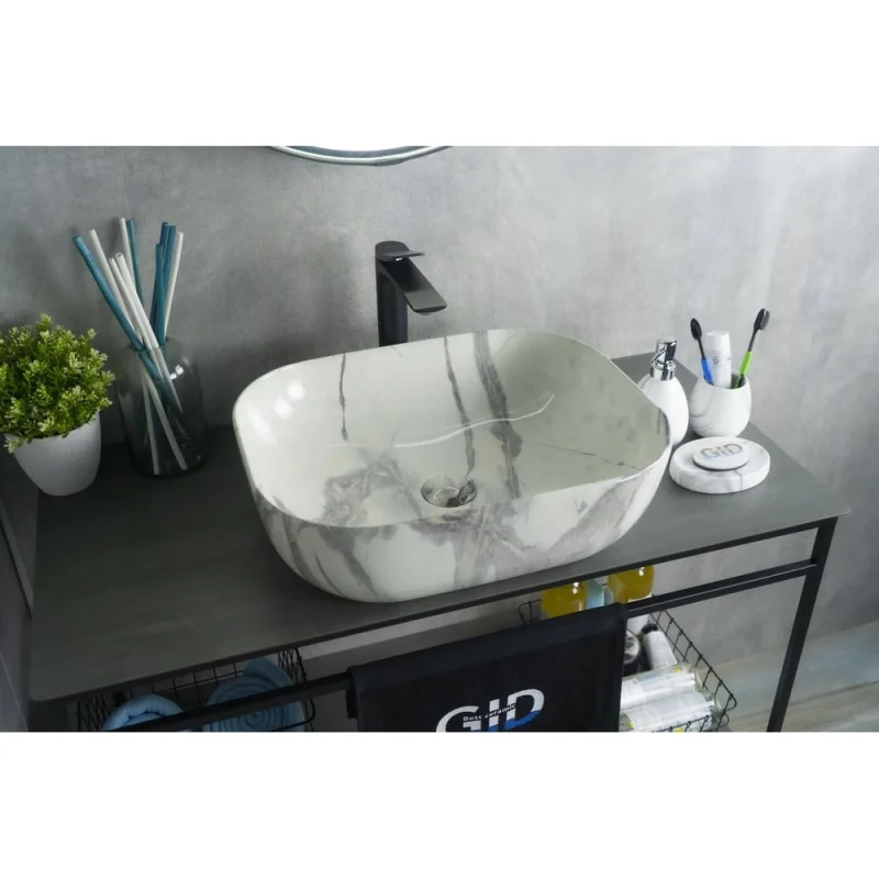 Раковина Gid K397G125 накладная, под камень глянцевая, 50x40x14 54402