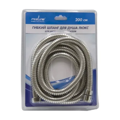 Душевой шланг Mixline 200 см., ЛЮКС растягивающийся, блистер 526785