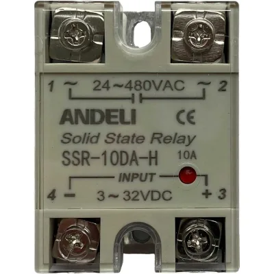 Твердотельное реле ANDELI SSR-10DA-H 10A Управляющее напряжение 3-32V DC 24-480V AC артикул ADL09-250