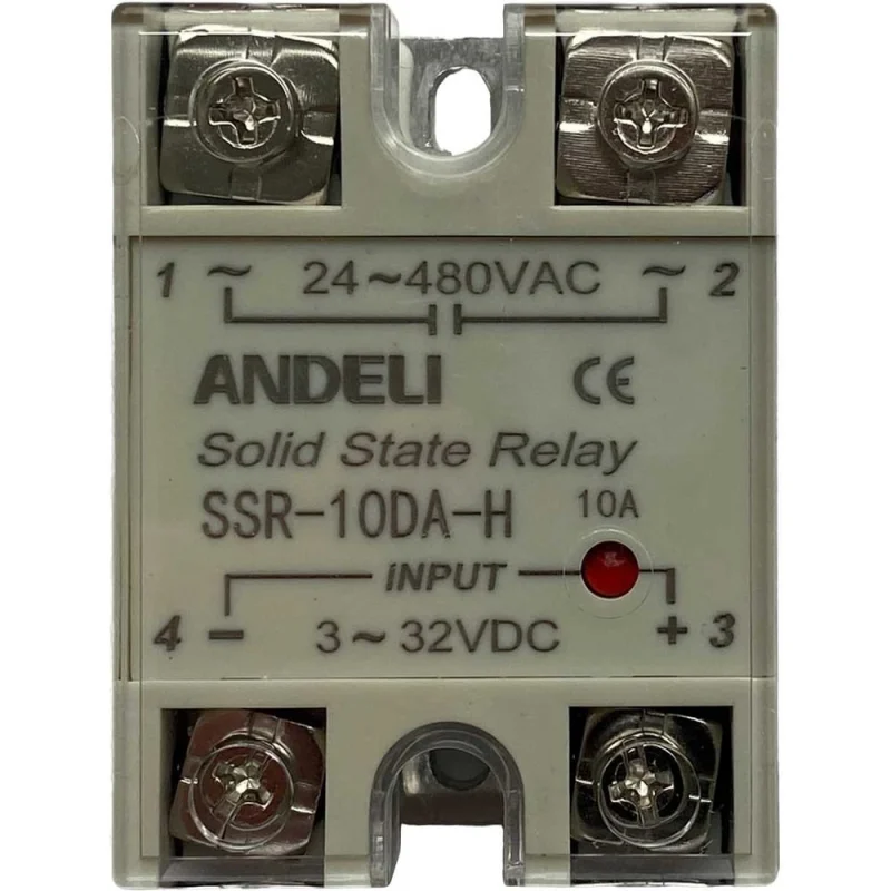 Твердотельное реле ANDELI SSR-10DA-H 10A Управляющее напряжение 3-32V DC 24-480V AC артикул ADL09-250