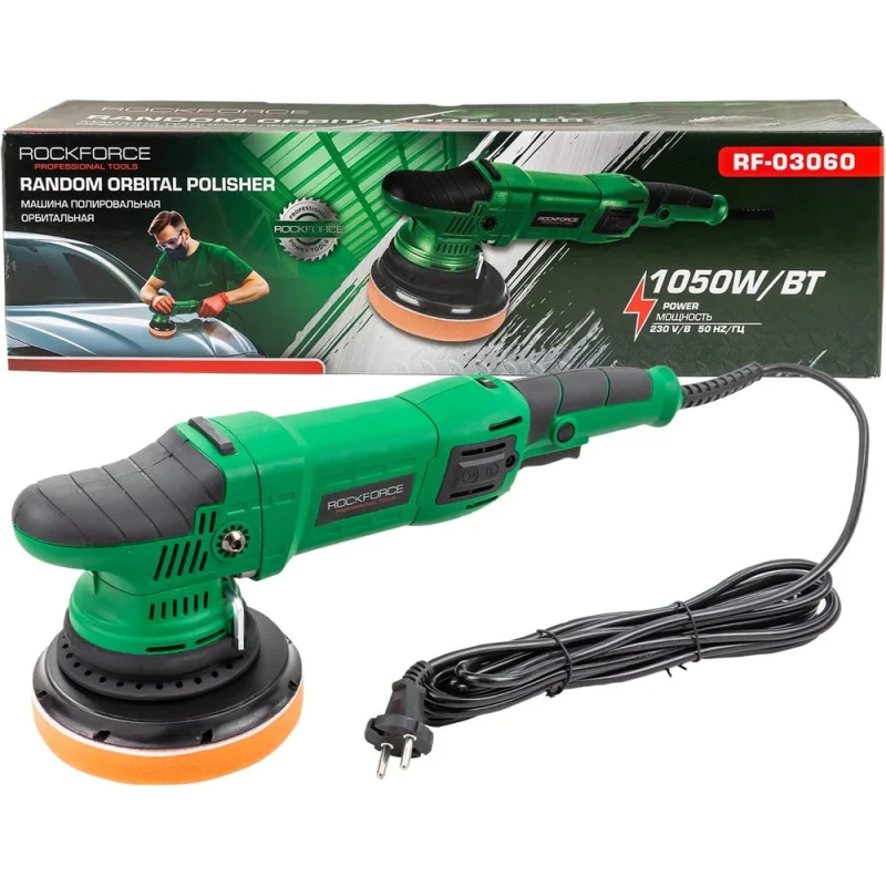 Полировальная машина электрическая эксцентриковая Rockforce 1050W RF-03060/1400-4800об/(48767)