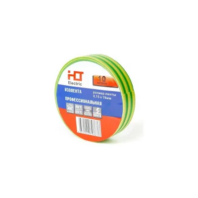 Изолента HLT ПВХ 0,15x19мм 10м, упаковка 10 шт. желто-зеленая 084-16-076