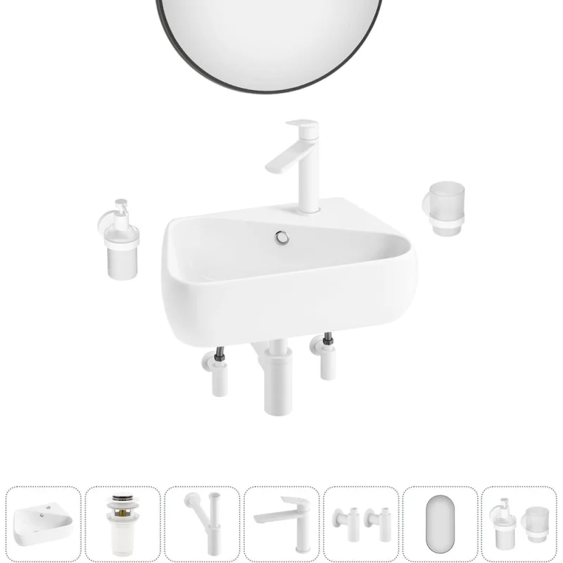 Комплект Wellsee 7 в 1 Lavinia Boho Bathroom Sink накладная/подвесная раковина 44x27 см 20219898R