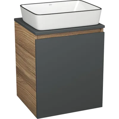 Тумба Bauedge Bau Dream Blackwood 50 графит, раковина BAU Hotel Black Rand 48х37 SD4055