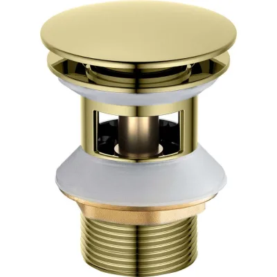 Сливной набор для раковины Aquatek AQ6002PG Push-open с переливом, крышка круглая, полир. золото 00000139277