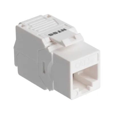 Розеточный модуль NTSS PREMIUM Keystone RJ45 UTP CAT5e 180 градусов безинструментальный белый ver2 NTSS-KJ2-PM-UTP-RJ45-5e-180-TL-WT