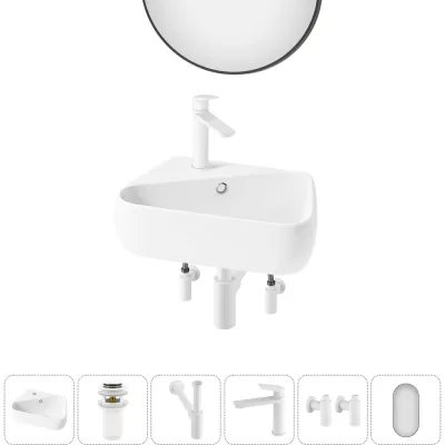 Комплект 6 в 1 Wellsee Bathroom Sink накладная/подвесная раковина 44x27 см состоит 20219880R