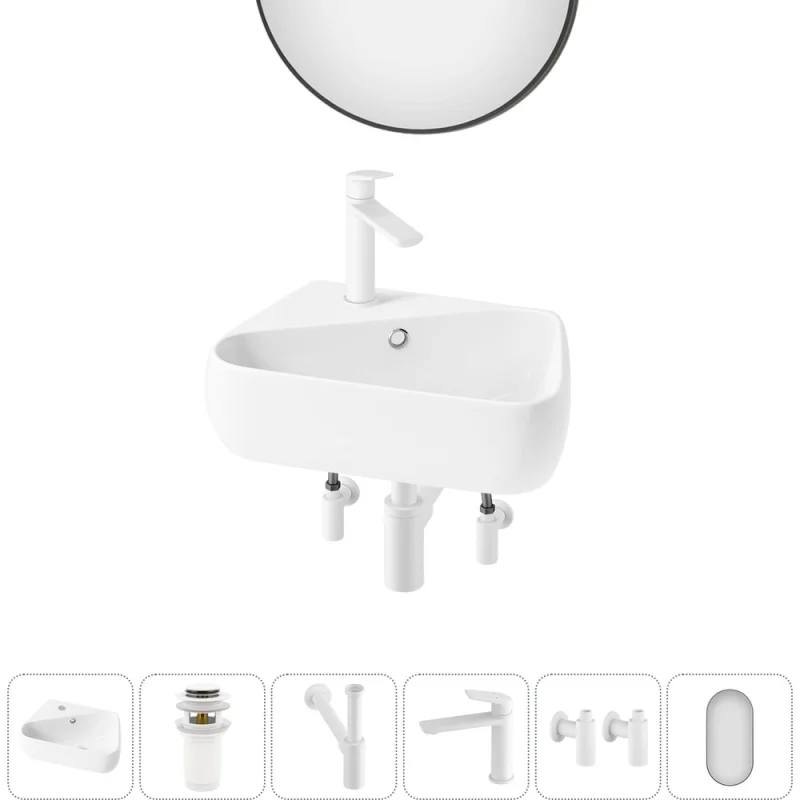 Комплект 6 в 1 Wellsee Bathroom Sink накладная/подвесная раковина 44x27 см состоит 20219880R