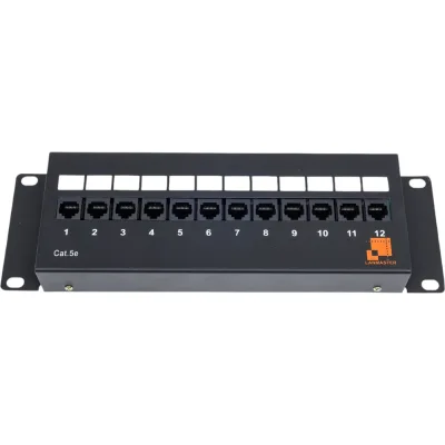 Настенная патч-панель LANMASTER UTP, 12 портов RJ-45, категория 5e, горизонтальная LAN-PPF12U5E/W
