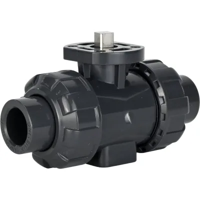 Кран шаровой НПВХ-НПВХ-E-FP-GRM-ISO Ду32 Ру10 DN.ru с ISO-фланцем и голым штоком квадратным D160-65134