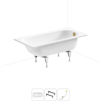Стальная ванна 130х70 см Sanitana BLB Europa 20220592R в наборе 3 в 1 20220592R