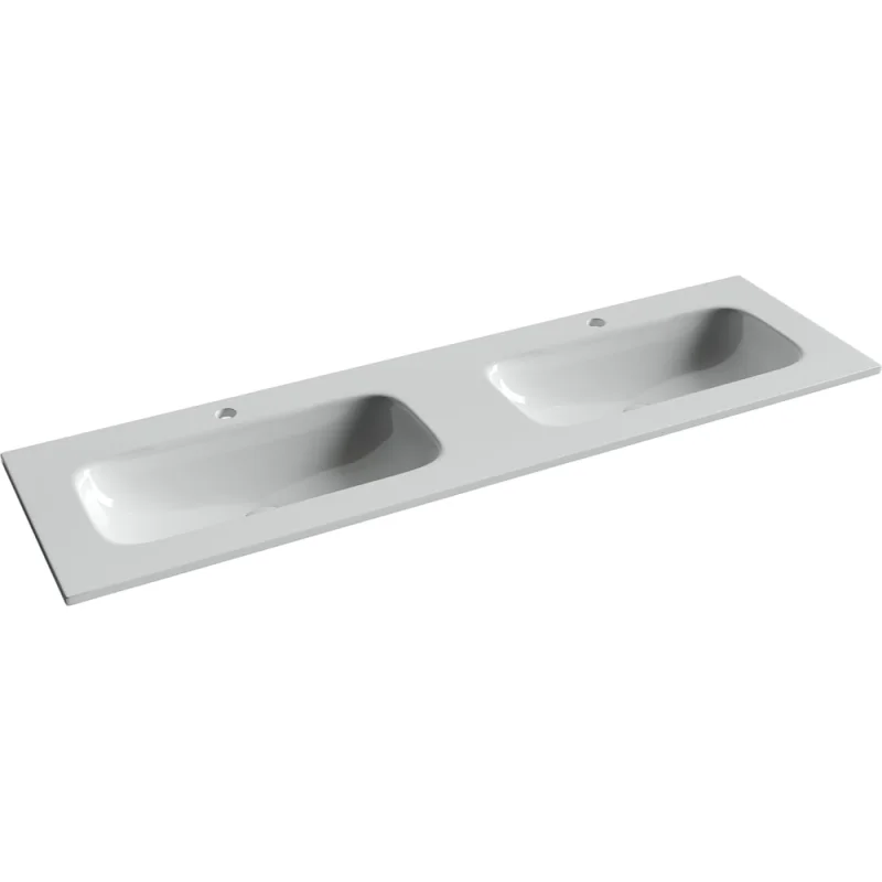 Раковина накладная мебельная Ceramicanova Grace прямоугольная 1610x457x137 с двумя чашами и отверстиями под смеситель цвет белый CN7023