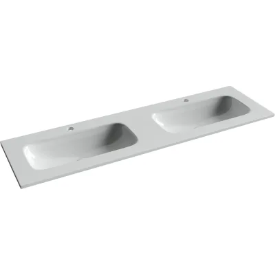 Раковина накладная мебельная Ceramicanova Grace прямоугольная 1610x457x137 с двумя чашами и отверстиями под смеситель цвет белый CN7023