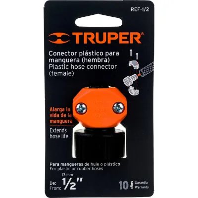 Пластиковый коннектор Truper для шланга 1/2" мама REF-1/2 12712
