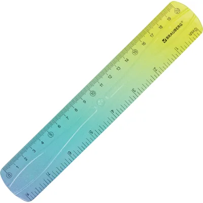 Линейка 20 см BRAUBERG гибкая GRADE, пластиковая, зелено-синий градиент 210908