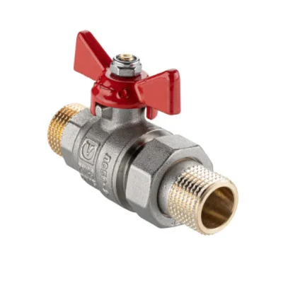 Кран шаровой латунный Valtec Base-ГОСТ 3/4 НР(ш) х 3/4 НР(ш) бабочка со сгоном прямой (VT.226S.N.05)