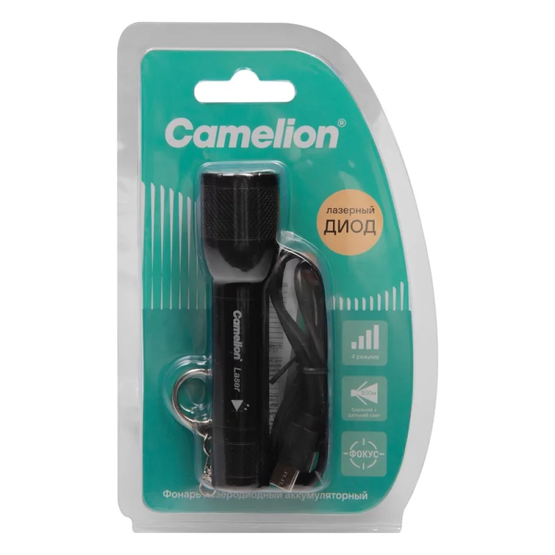 Фонарь аккум. LED29363, 3,7В, черный, LD, ZOOM, 3 Вт, 3 реж, Type-C, блист. Camelion 15970