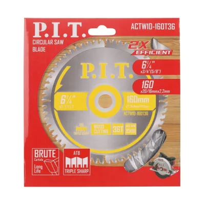 Диск пильный по дереву P.I.T. 160x20/16x2.2 мм 36T, тип зуба ATB ACTW10-160T36