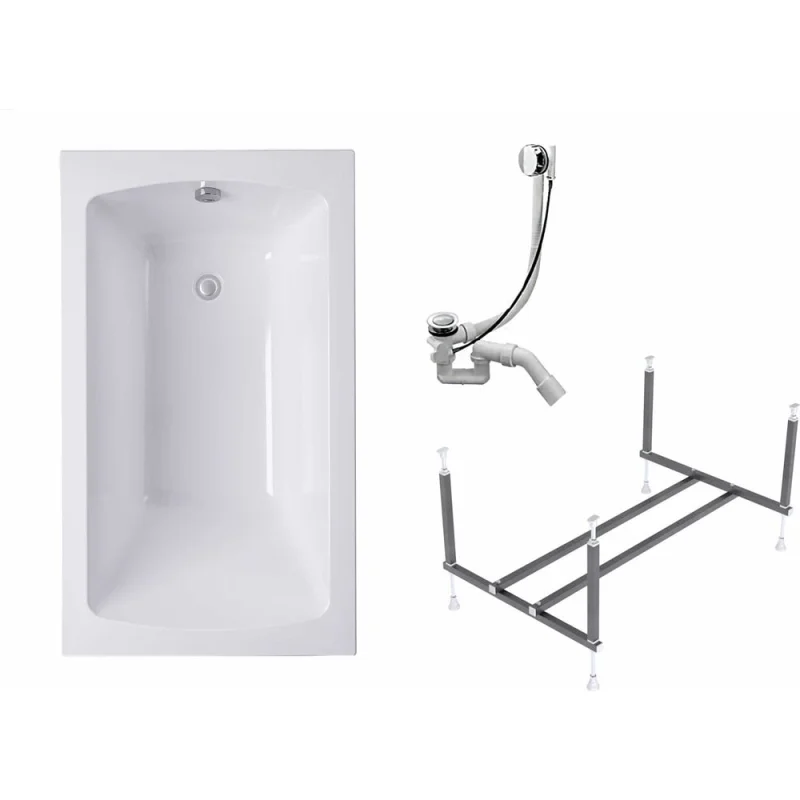 Ванна Timo 3в1 RITTA130х60: ванна, каркас, сифон RITTA1360-KT13S-SPV1505