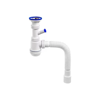 Сифон VIRPLAST 1.1/2 "МИНИ Элит"с нерж.чашкой Ø63 мм, с отв.дляст.м и гофрой 40/50 L800мм арт. 30980679